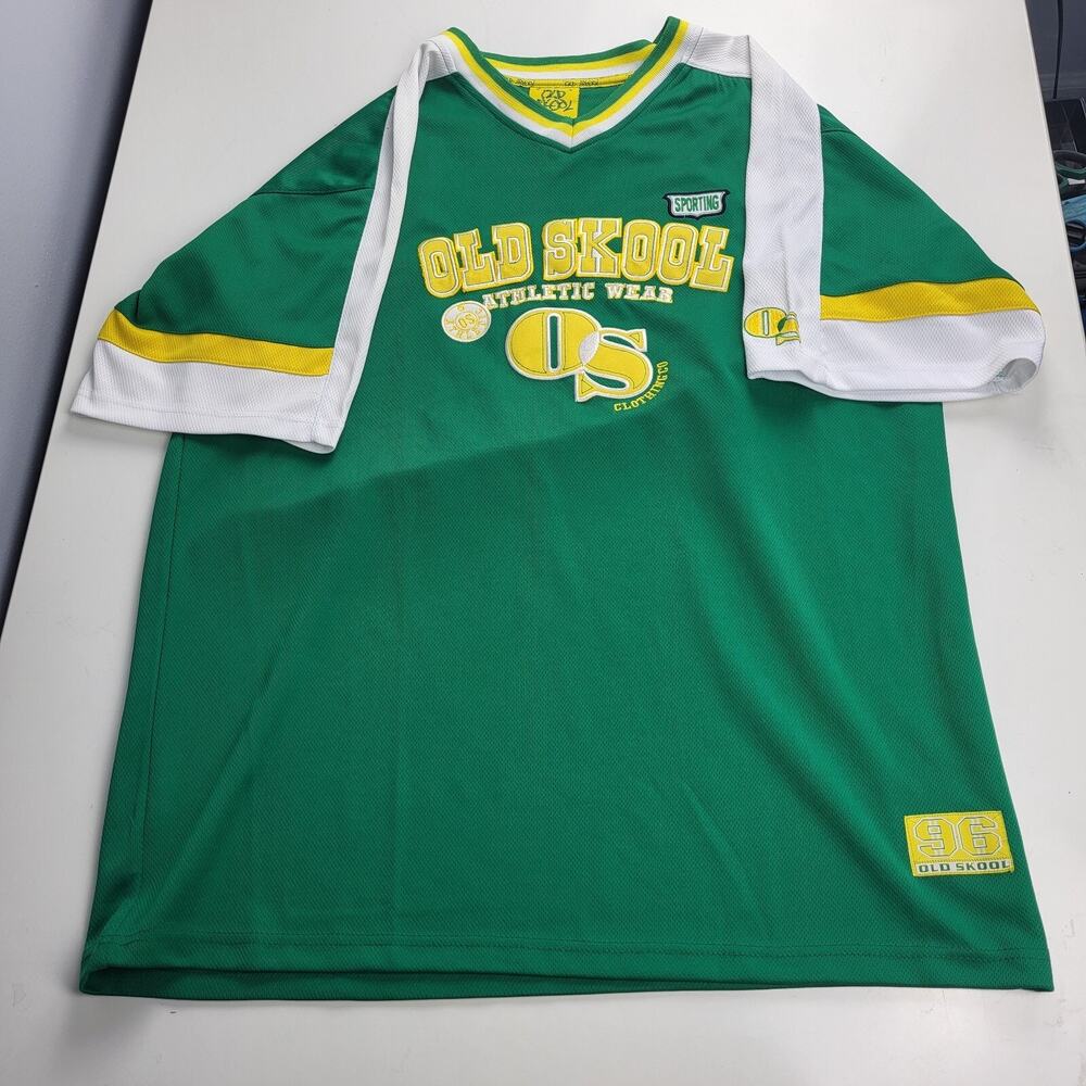 Old Skool Jersey Shorts Shirt Set White Green Vintage Hip Hop 1990s